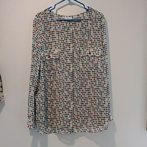 Liz Claiborne Multicolored Houndstooth Top sz 3X